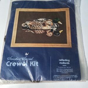 Somethings Special Crewel Vintage 1980 kit. “Reflecting Mallards. 18 x 14‎